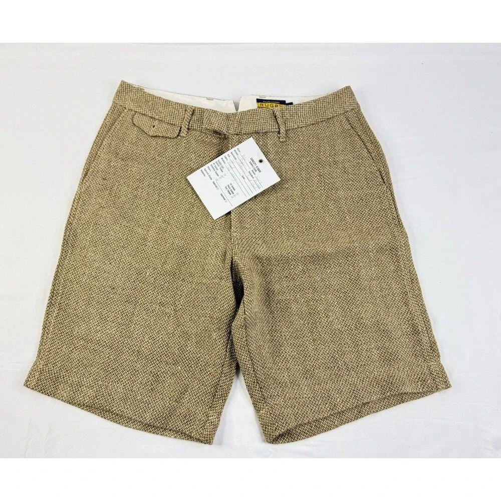 RARE Rugby Ralph Lauren Shorts Tweed Button Zip 32 NEW SAMPLE WITH TAG